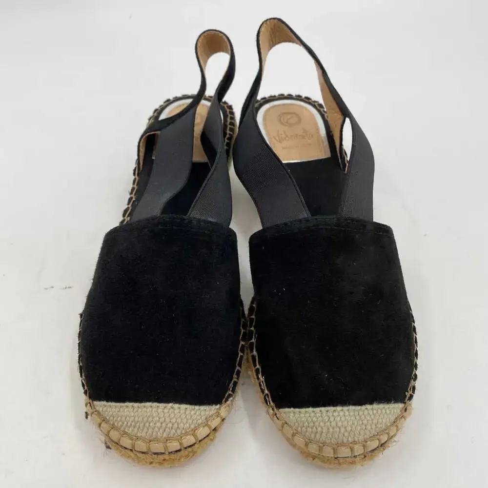 Vidoreta Black Suede Espadrille Wedges | Size 38EU